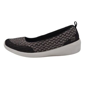 Skechers Skech-Air Shoes Womens 7 Black Slip-On Geometric Wedge Flats SN 23751